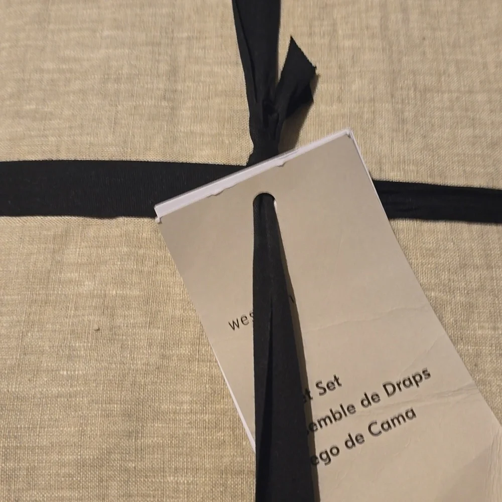 ❤️BUY 2 GET 1 FREE West Elm European Flax Linen Sheet Set, Natural Flax, King